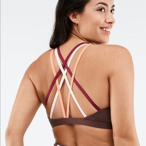 Fabletics Kessler Medium Impact Sports Bra III in Saddle Brown/Multi